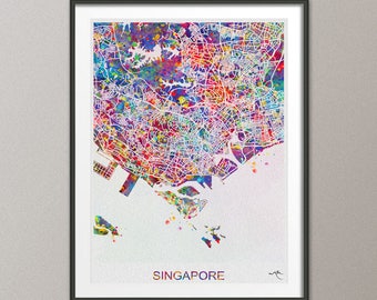  Singapore  map Etsy