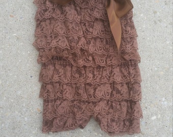 Coffee Brown Lace Romper