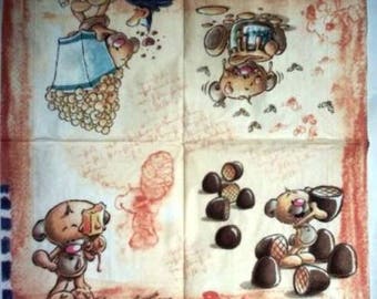 TOWEL in paper Pimboli gourmet, #E012 Brown background
