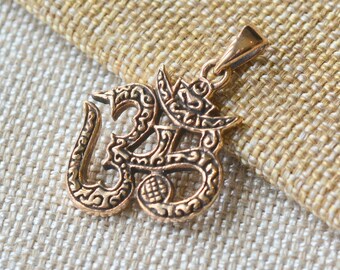 Large Detailed Bronze Om Pendant,Ohm Pendant,Aum,Indian Om Pendant,Mantra Pendant,Meditation,Yoga,Bohemian,Universal Mantra,Boho Pendant,AK