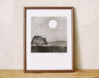 moon series 11 · original linocut · Limited Edition · DIN A5