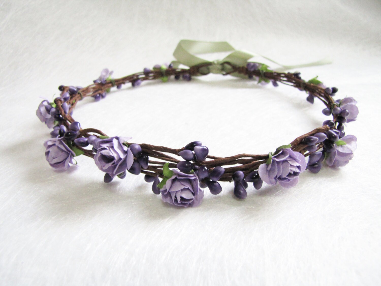 Wedding Floral Crown Purple Flower Headband Floral Head