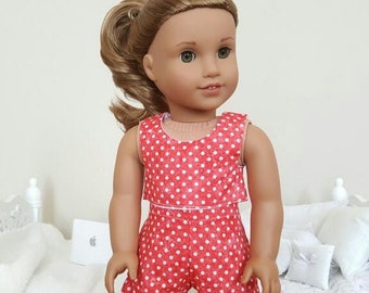 18 inch doll red/pink shorts and crop top