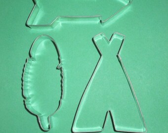 Tribal cookie cutter set boho cookie cutter,4" teepee, feather, arrow cookie cutter bride shower cookie cutter. southwest cookie cutter