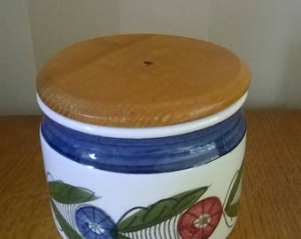 Rorstrand Sweden vintage Dalom jar with wooden lid. Design Marianne Westman years 50.