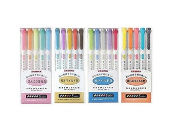 Zebra Mildliner Double-Sided Pastel Highlighter - 5 Color Set