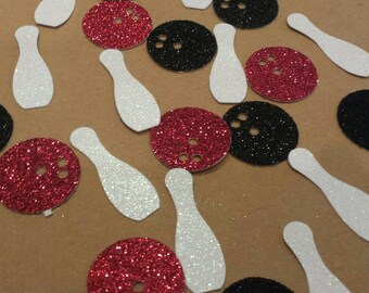 Glitter Bowling Ball Pins Confetti Bowling theme Birthday Party Table Decor