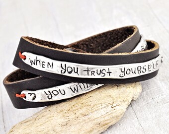 Trust Yourself Boho Wrap Bracelet - Inspirational Jewelry - Leather Bracelet - B353
