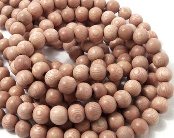 Rosewood, Round, 8mm, Small, Smooth, Natural Wood Beads, Full 16 Inch Strand, 50pcs - ID 1337