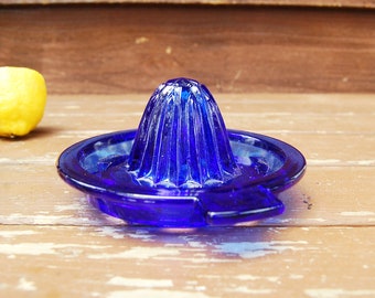 Cobalt Blue Glass Juicer, Vintage Glass Juicer, Glass Juice Reamer, Vintage Kitchen