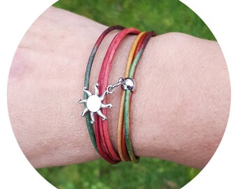 Shades of red leather Cuff Bracelet