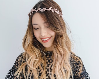 rose gold flower crown // rose gold berry leaf flower crown / wedding flower crown / bridesmaid flower crown headband / headpiece