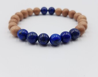 Lapis Lazuli and Rosewood Mala Bracelet