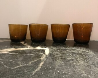 Vintage amber handmade glases