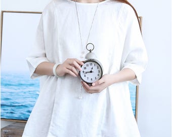 Loose Fitting Cotton Shirt Blouse for Women - Women Top- Women Clothing (R)