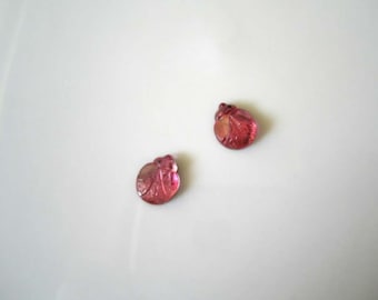 Vintage Fuchsia Glass Ladybugs Pink Ladybug Cabochons Fuchsia Ladybug Glass Stones Textured Fuchsia Ladybug 9x7mm (2 pcs) 71V8