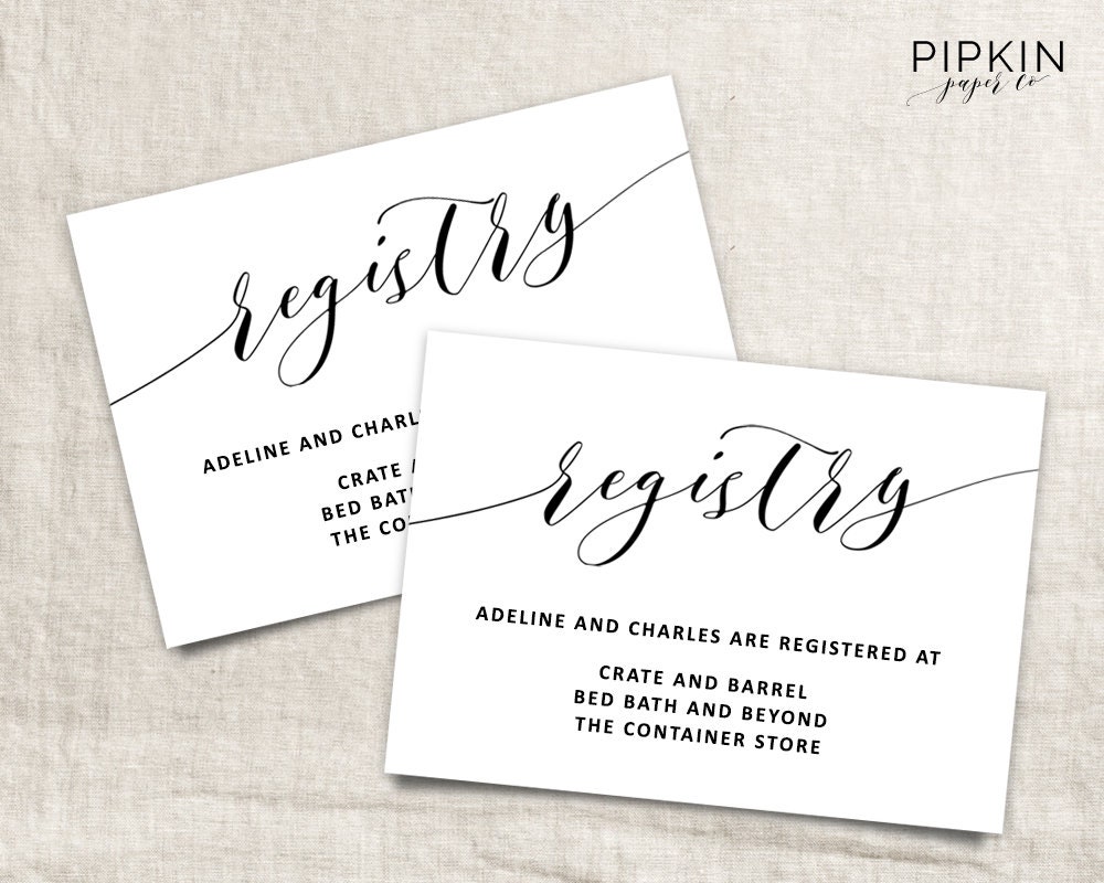 Printable Wedding Registry Card Wedding Info Card Template