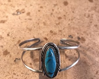 Navajo Sterling Silver & Kingman Turquoise Bracelet