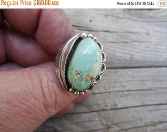 ON SALE Beautiful turquoise ring handmade in sterling silver with natural turquoise from the Apache mine in Nevada