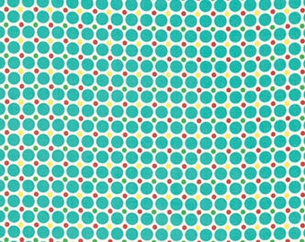 Free Spirit Verna Mosquera -Sugar Bloom-POLKA DOT Party-Aqua PWVM164 1 YD Cut
