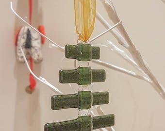 Handmade Christmas Decoration - Christmas Ornament- Fused Glass - Christmas Tree