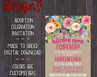 Floral Adoption Celebration Invitation