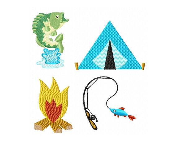 Camping Embroidery Design Summer Embroidery Design Fishing