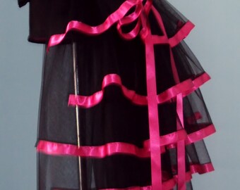 Black Hot Pink Burlesque Steampunk Bustle Belt size US 2 4 6 8 10 UK 6 8 10 12 14