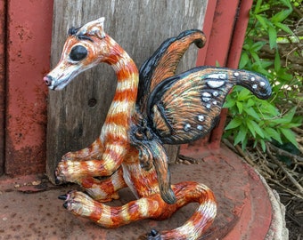 OOAK Fairy Art Doll Sculpture // Fafnir the Orange Tabby Fairy Dragon