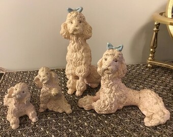 Mid Century Poodle Sculptures, Vintage Poodles, Devonware Poodle Sculptures, Devon Ware Poodles, Mid Century Poodles, Vintage Poodle Statues