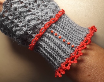 Fingerless gloves, Hand warmers, Handwarmers, Knitted Arm warmers, pure wool white, Crochet wrist warmers