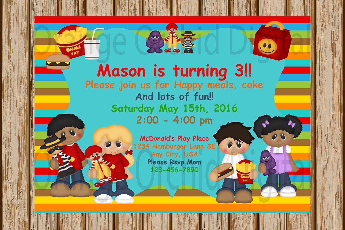 Mcdonalds Birthday Invitations 7