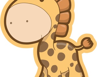 Vinyl Decal Slap Sticker Multi Color - Cute Adorable Nursery Cartoon Giraffe (Tall)