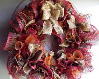 Fall Multi-Colored Mesh Wreath. ON SALE 25% off REG. 65.00 now 48.75