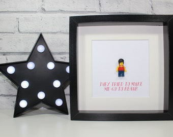 AMY WINEHOUSE - Framed custom Lego minifigure - Musician - Awesome - Unique - Quirky art work