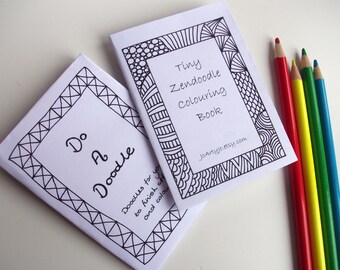 Mini Coloring Zines, 2 Printable Zentangle Inspired Coloring Books