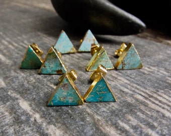 Gold Studs Triangle,Turquoise Earrings Stud,Turquoise Studs,Stud Earrings,Turquoise Earrings Gold,Turquoise Stud EarringsTurquoise Jewelry
