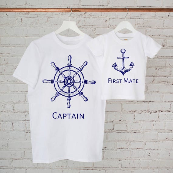 Captain First Mate parent baby T-shirt set Father and Son
