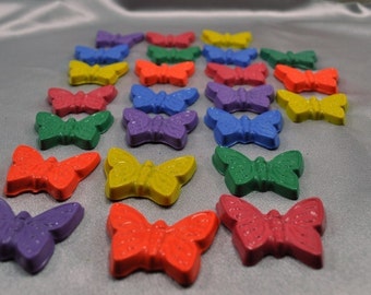 Butterfly Crayons, Butterfly Party Favors, Butterfly Shaped Recycled Crayons - Total of 24. Kids Unique Party Favors, Animal Crayons.