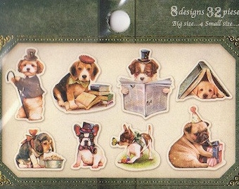 Dog Stickers - Tracing Paper Stickers - Q-Lia Flake Stickers - Set of 32 - Reference H3471