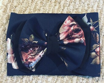 Big Blue Floral Bow