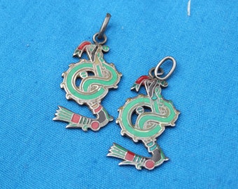 Vintage Sterling Enamel Earrings Charm Findings