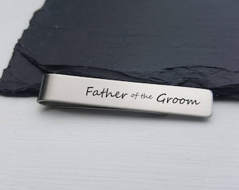 Tie Clip - Stainless Steel Tie Bar - Personalized Tie Clip - Custom Tie Bar Father of the Groom Gift Father of the Bride Gift
