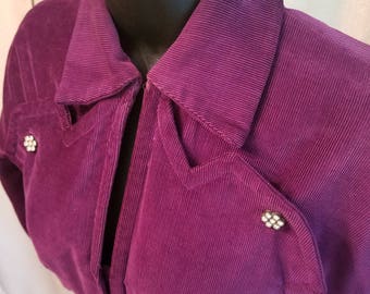 Vintage, 1940s,1950s, Dorsa, Purple, Corduroy, Dress