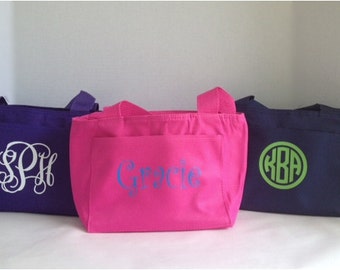 Monogram Lunch Tote - Personalized Lunch Bag - Back to School - Insulated Lunch Box