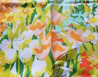Vintage Twin Flat Sheet Floral Daffodil Percale