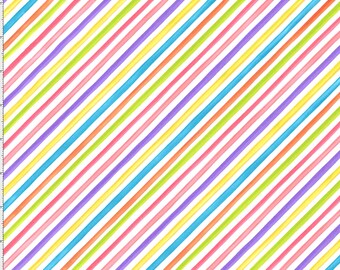 Loralie Designs, Bias Stripe, Bright colors on White Fabric