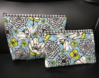 All Purpose 2 Pouch Set - Floral Print - Houndstooth Back Side