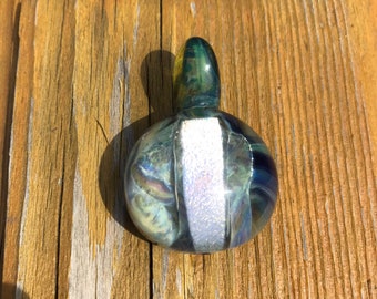 Dichroic Glass Pendant| | Dichroic Mixed Blues Pendant | Lamp Work Dichroic Necklace | Borosilicate Pendant
