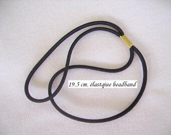 For headband, headband, black elastic, 19, 5 cm, Golden clamp, fournitute Primer for creation.